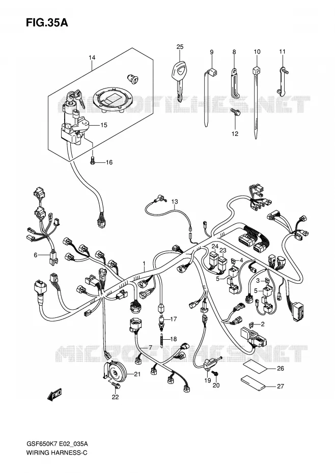 BEDRADING (GSF650SAK7/SAK8/SUAK7/SUAK8) Suzuki MOTO 650 BANDIT 2007  GSF650AK7(E19)