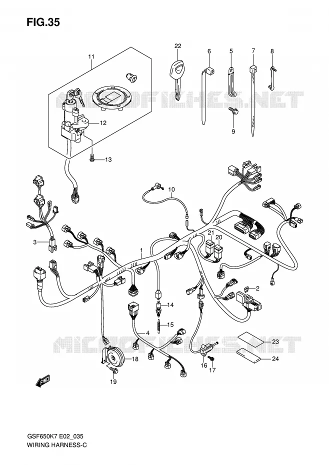 BEDRADING (GSF650SK7/SK8/SUK7/SUK8) Suzuki MOTO 650 BANDIT 2008  GSF650SK8(E2)