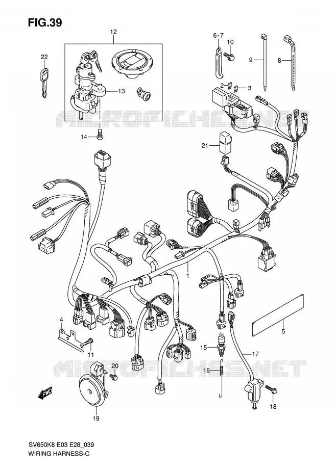 BEDRADING (SV650K8/K9) Suzuki MOTO 650 SV-S 2009  SV650SAK9(E3/E28)