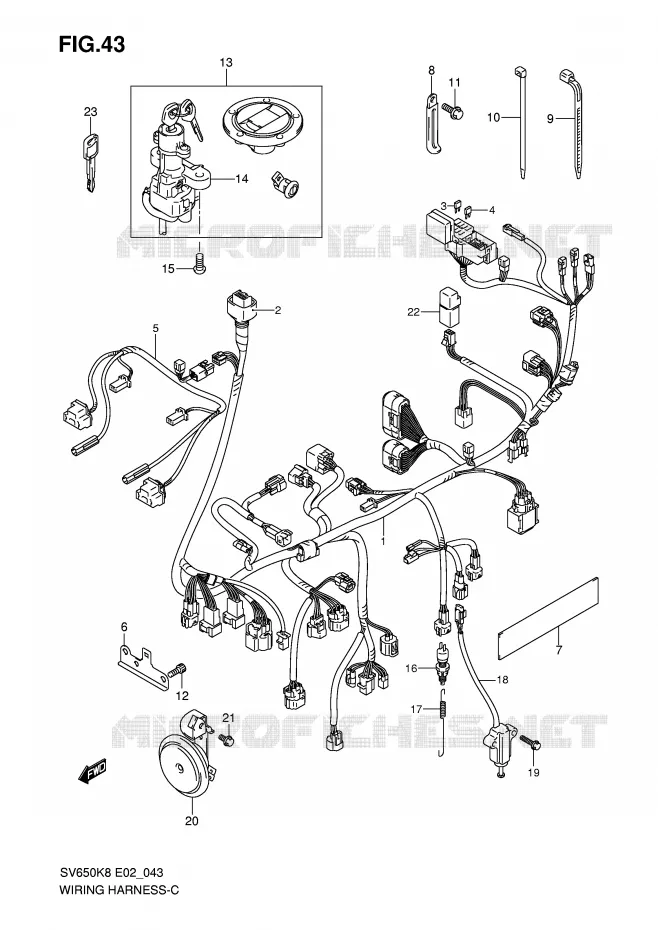 BEDRADING (SV650SK8/SK9/SUK8/SUK9/SL0/SUL0) Suzuki MOTO 650 SV 2008  SV650UK8(E2)
