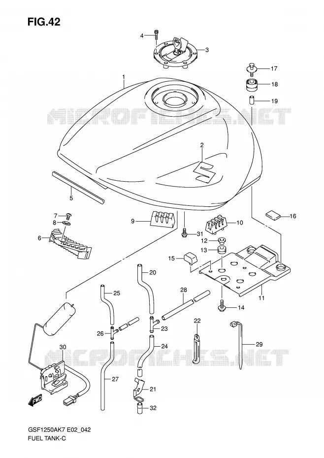 BENZINETANK (MODEL K7/K8) Suzuki MOTO 1250 BANDIT-S 2008  GSF1250SK8(E2)