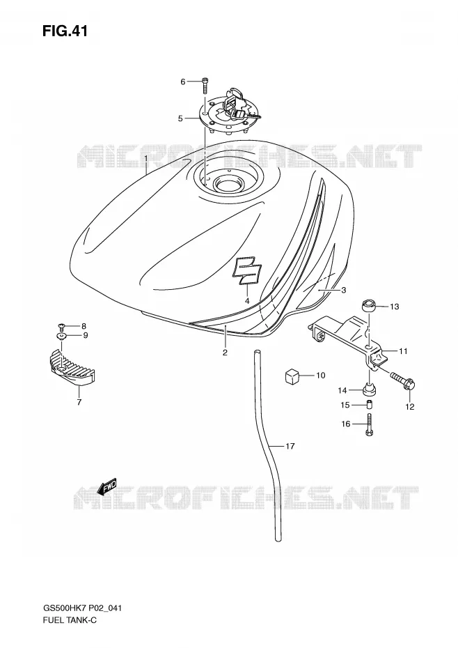 BENZINETANK (MODEL K7) Suzuki MOTO 500 GS-F 2007  GS500FMK7(P02)