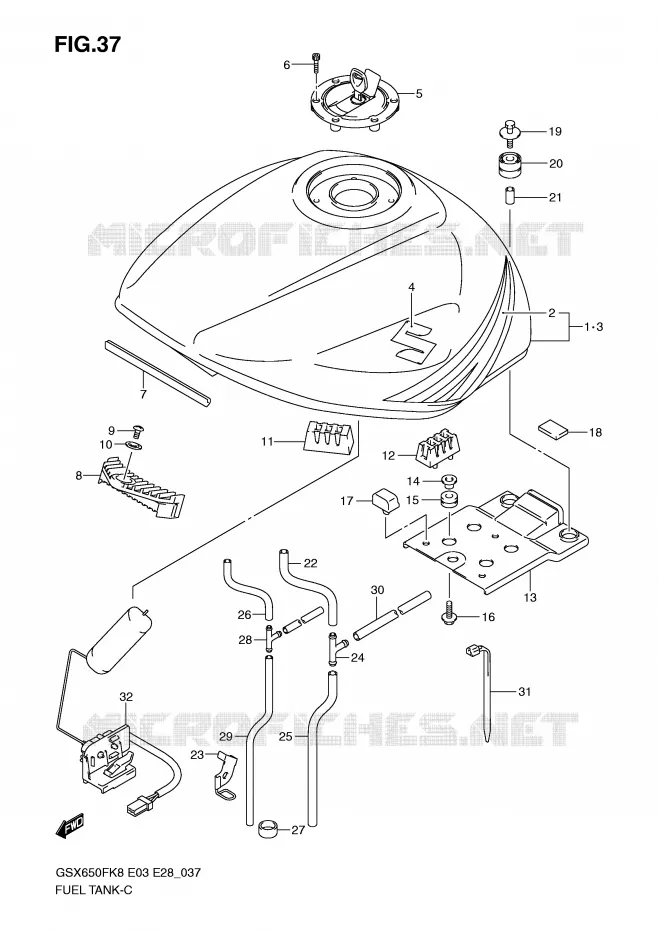 BENZINETANK (MODEL K8) Suzuki MOTO 650 GSX-F 2009  GSX650FK9(E3/E28)