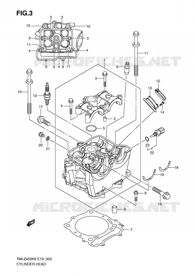 CILINDERKOP Suzuki MOTO 450 RM-Z 2012  RM-Z450L1(E19)