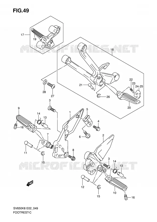 FOOTREST Suzuki MOTO 650 SV 2008  SV650SAK8(E2)