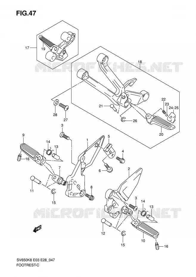 FOOTREST Suzuki MOTO 650 SV-S 2009  SV650SAK9(E3/E28)