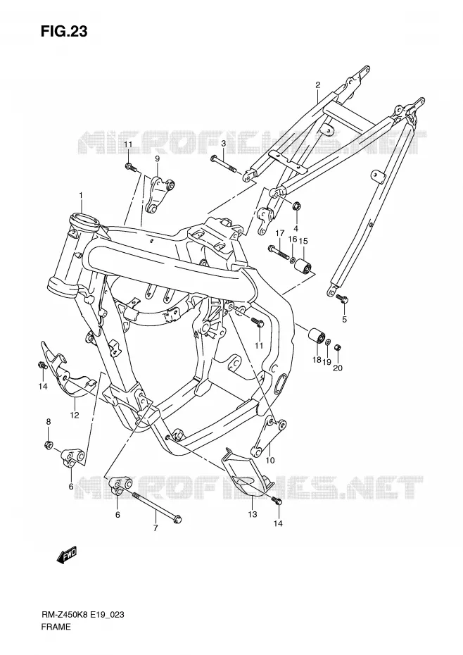 FRAME (RM-Z450K8/K9) Suzuki MOTO 450 RM-Z 2009  RM-Z450K9(E19)