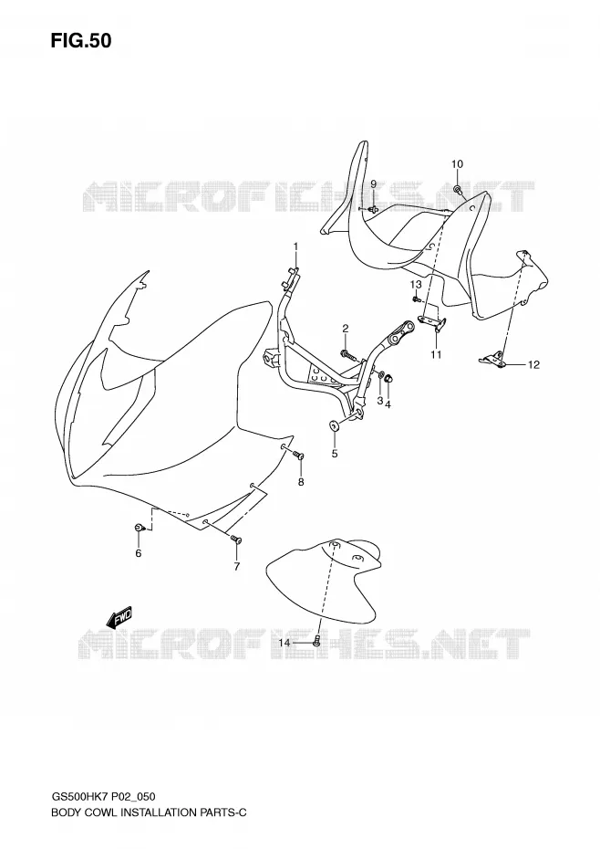 FRONT KUIP VERBLIJF  (WITH COWLING) Suzuki MOTO 500 GS-F 2007  GS500FMK7(P02)