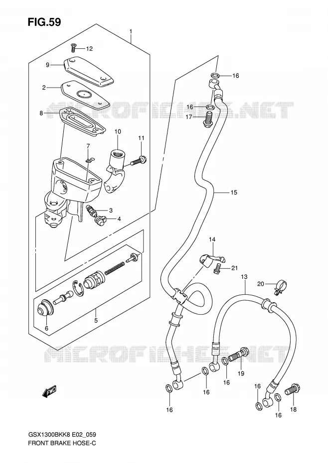 FRONT REMSLANG (GSX1300BKK8/U2K8/K9/UFK9/L0/UFL0) Suzuki MOTO 1300 B-KING 2010  GSX1300BKL0(E2)