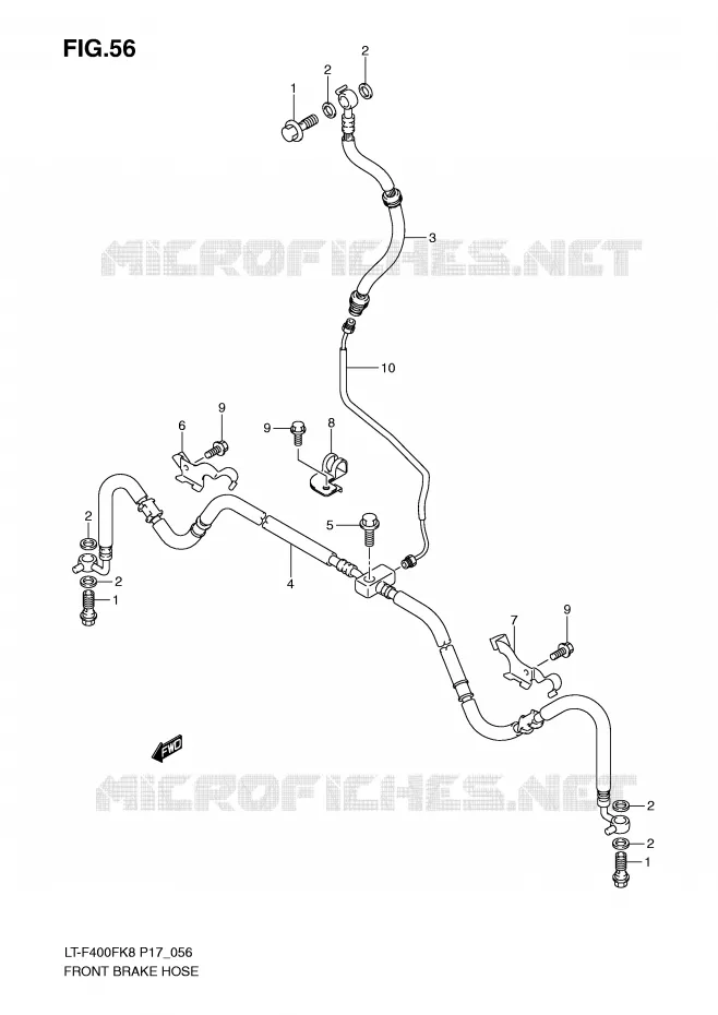 FRONT REMSLANG Suzuki QUAD 400 EIGER 2009  LT-F400FK9(P17)