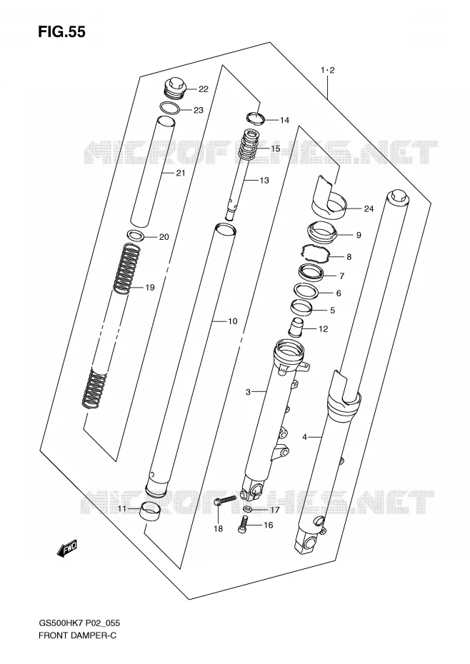 FRONT SCHOKDEMPER Suzuki MOTO 500 GS-F 2007  GS500FHK7(P02)