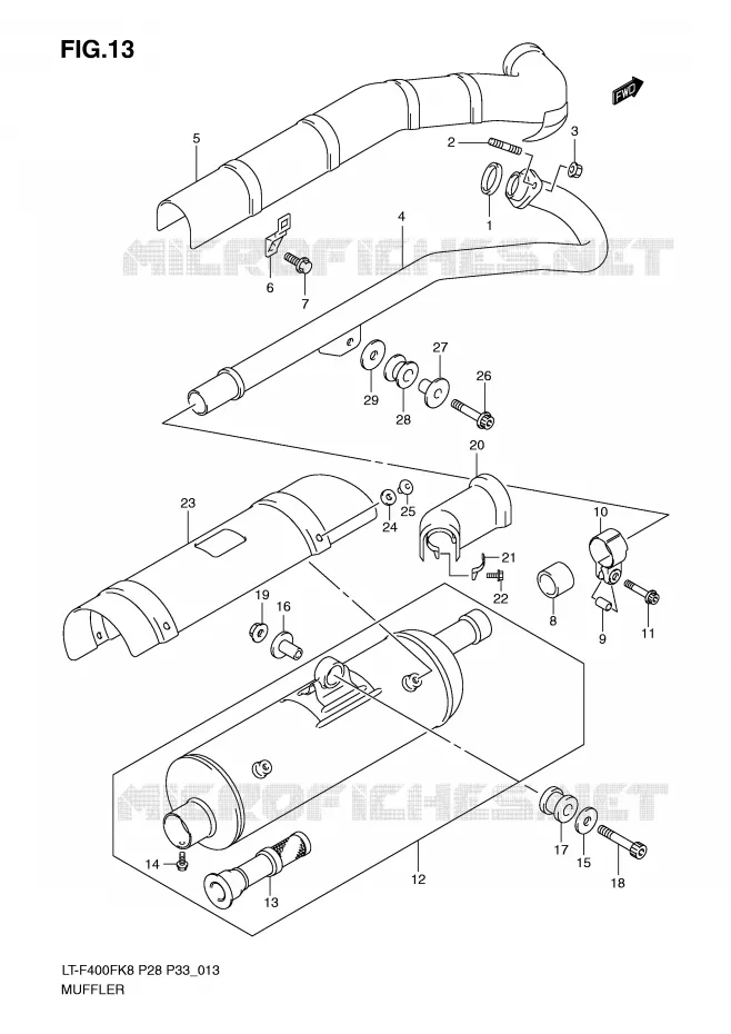 GELUIDDEMPER Suzuki QUAD 400 KINGQUAD 2009  LT-F400FK9(P28/P33)