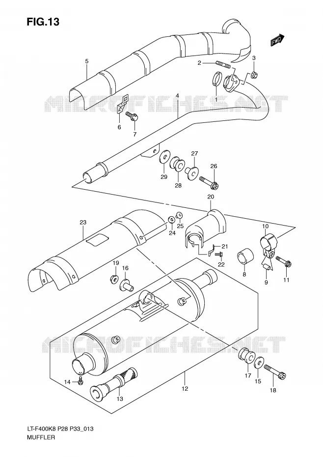 GELUIDDEMPER Suzuki QUAD 400 KINGQUAD 2009  LT-F400K9(P28/P33)