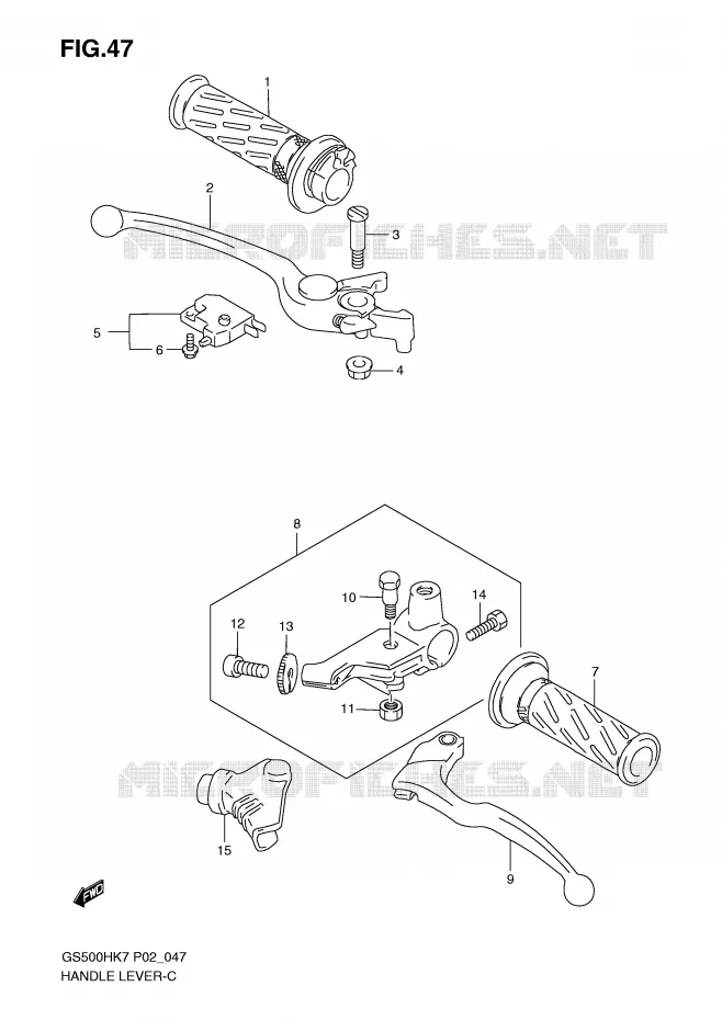 HANDGRIPS - LEVERS Suzuki MOTO 500 GS-E 2007  GS500HK7(P02)