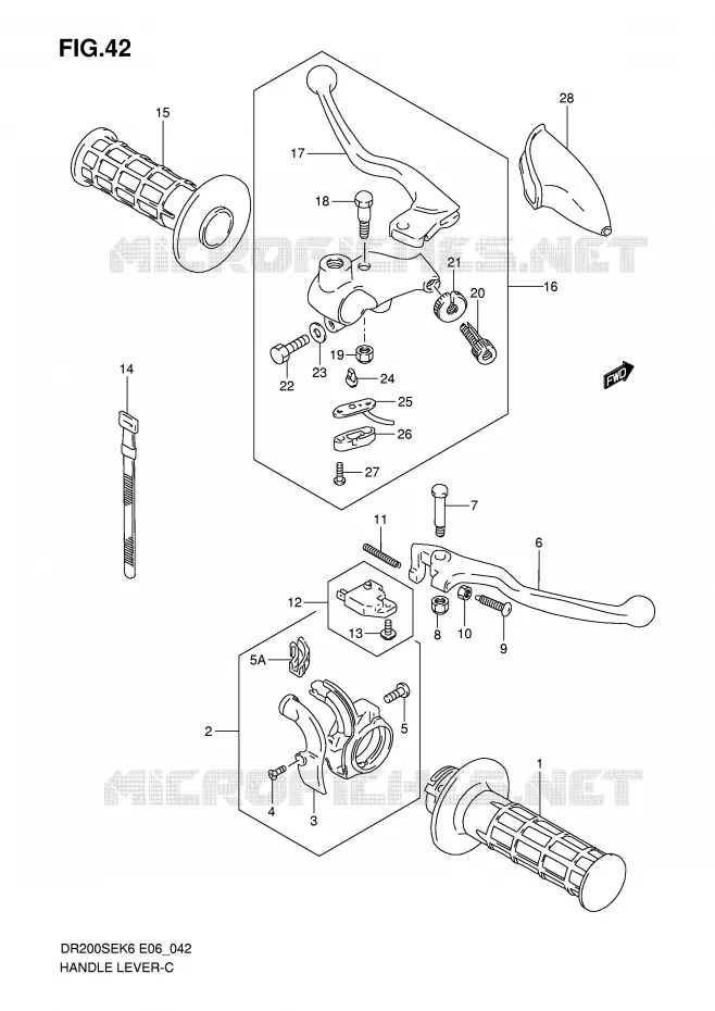 HEFBOMEN - HANDGRIPS (MODEL K6/K7/K8/K9 E24) Suzuki MOTO 200 DR 2009  DR200SEK9(E6)