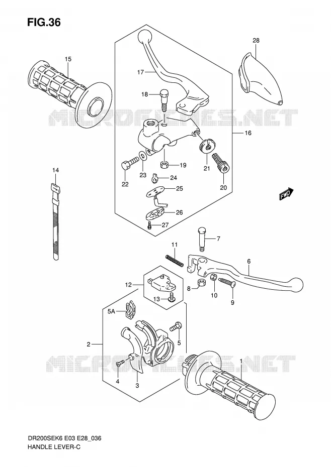 HEFBOMEN - HANDGRIPS (MODEL K6/K7/K8/K9) Suzuki MOTO 200 DR 2007  DR200SEK7(E3/E28)