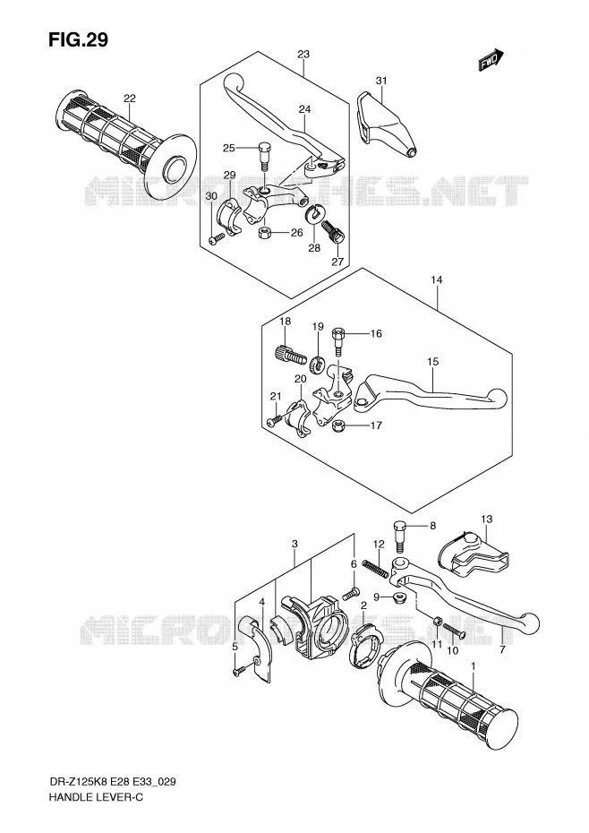 HEFBOMEN - HANDGRIPS (MODEL K8/K9) Suzuki MOTO 125 DR-Z 2012  DR-Z125LL0(E28/E33)