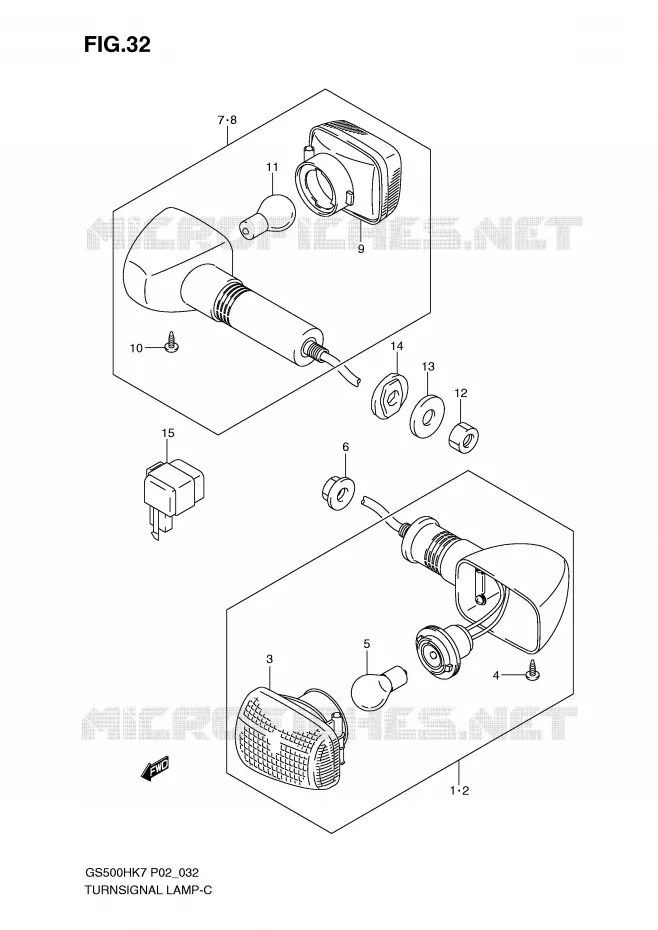 INDICATOREN (GS500H P2, P19, P24, P54, GS500HU P19) Suzuki MOTO 500 GS-F 2007  GS500FHK7(P02)