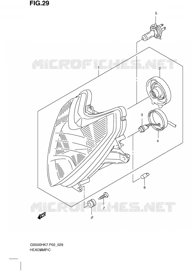 KOPLAMP (GS500FH P2, P19, P54, GS500FM P19) Suzuki MOTO 500 GS-F 2007  GS500FMK7(P02)