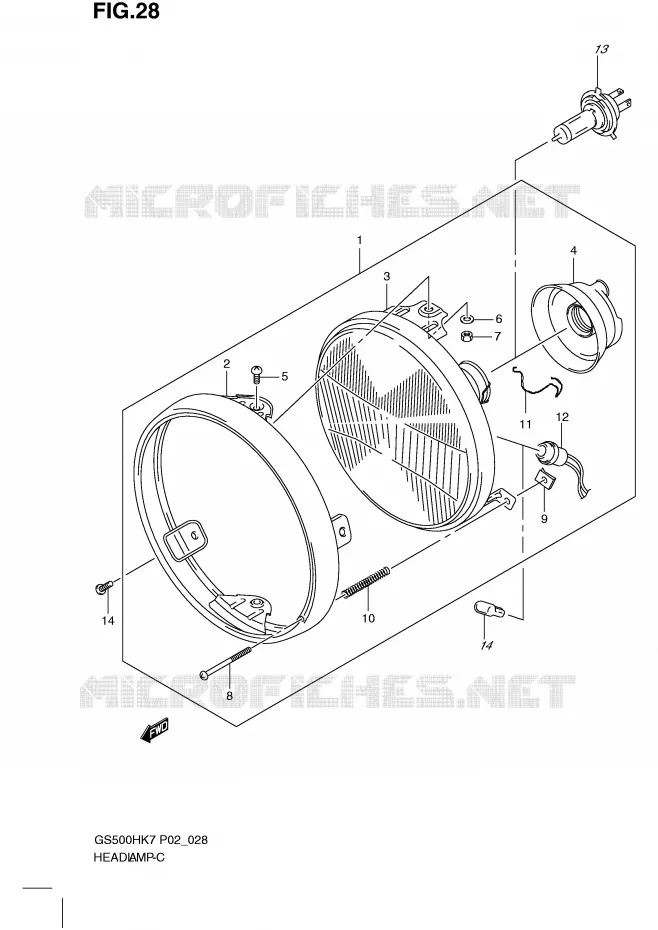 KOPLAMP (GS500H P2, P19, P54, GS500HU P19) Suzuki MOTO 500 GS-E 2008  GS500HK8(P02)