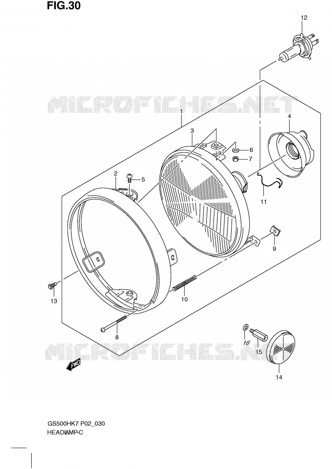 KOPLAMP (GS500H P24) Suzuki MOTO 500 GS-F 2008  GS500FHK8(P02)