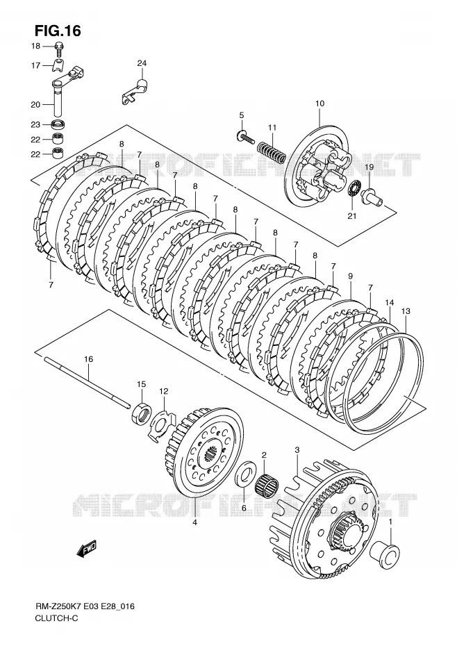 KOPPELING (MODEL K7) Suzuki MOTO 250 RM-Z 2008  RM-Z250K8(E3/E28)
