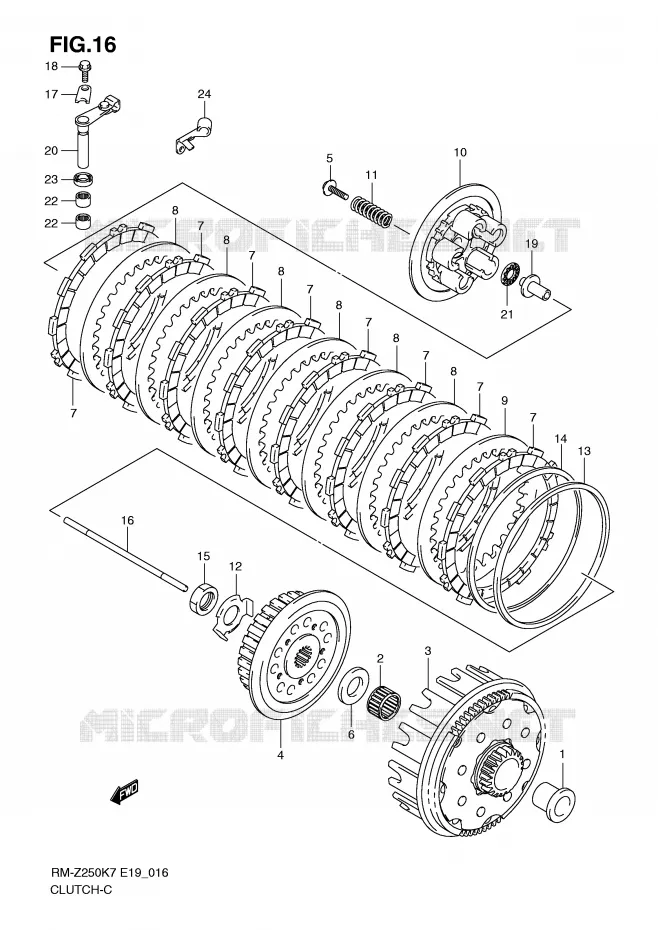 KOPPELING (MODEL K7) Suzuki MOTO 250 RM-Z 2009  RM-Z250K9(E19)
