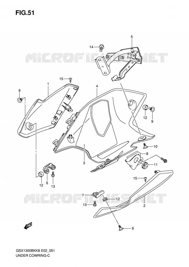 ONDER COWLING (MODEL K8/K9) Suzuki MOTO 1300 B-KING 2009  GSX1300BKAU2K8(E2)
