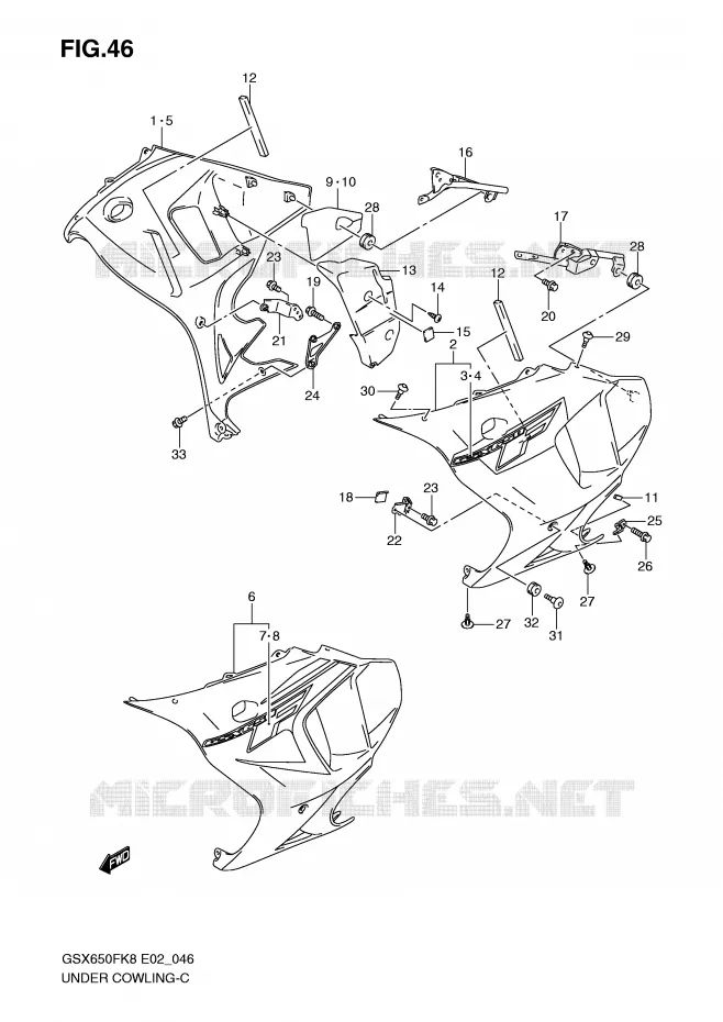 ONDER COWLING (MODEL K8) Suzuki MOTO 650 GSX-F 2010  GSX650FAL0(E2)