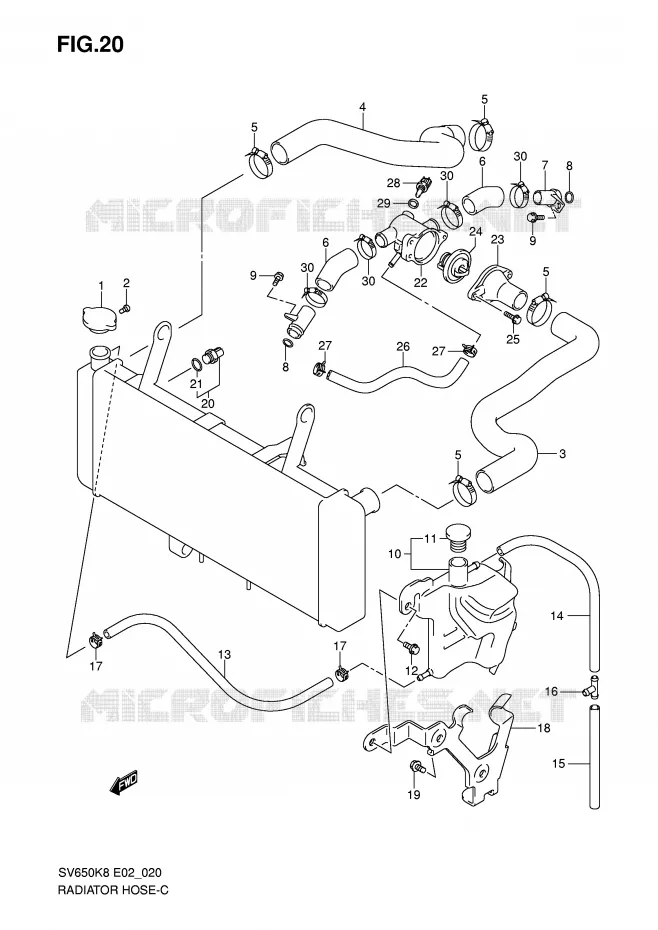 RADIATOR SLANG Suzuki MOTO 650 SV 2010  SV650SAL0(E2)