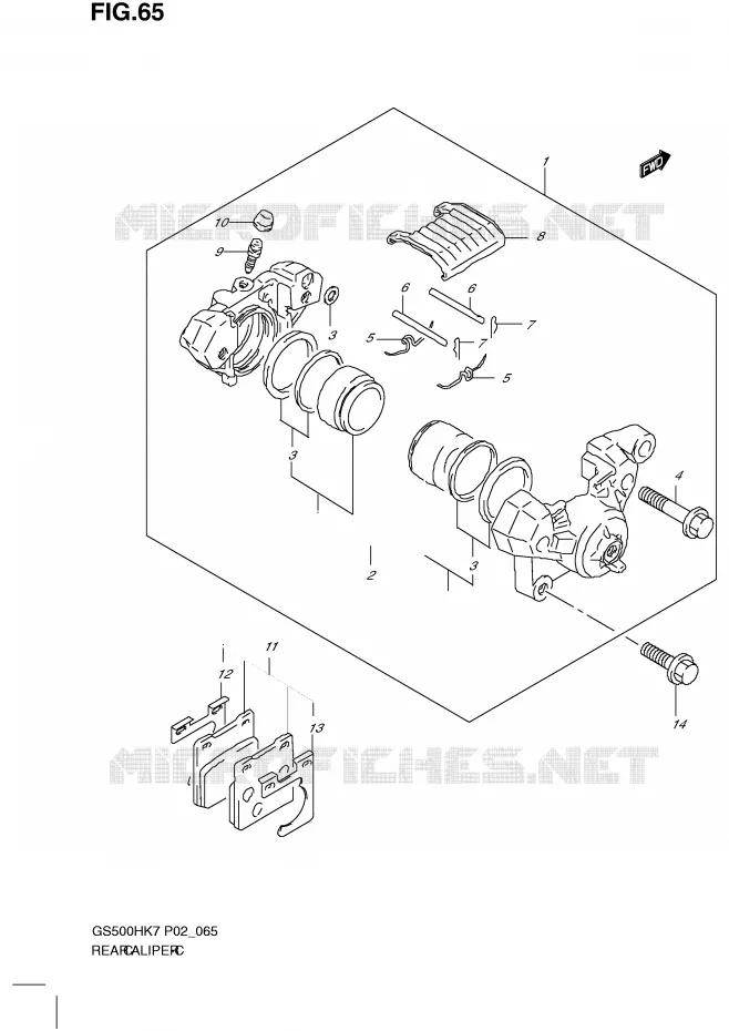 REAR CALIPER Suzuki MOTO 500 GS-F 2008  GS500FHK8(P02)