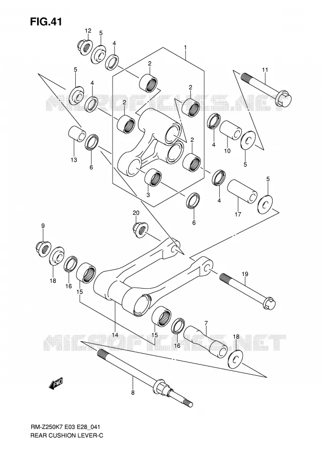 SCHOKBREKER AANEENSCHAKELING Suzuki MOTO 250 RM-Z 2007  RM-Z250K7(E3/E28)