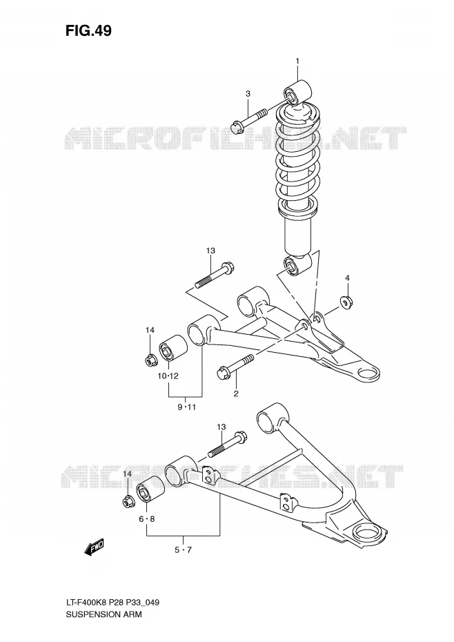 SCHOKDEMPER - VORKBEEN Suzuki QUAD 400 KINGQUAD 2009  LT-F400K9(P28/P33)