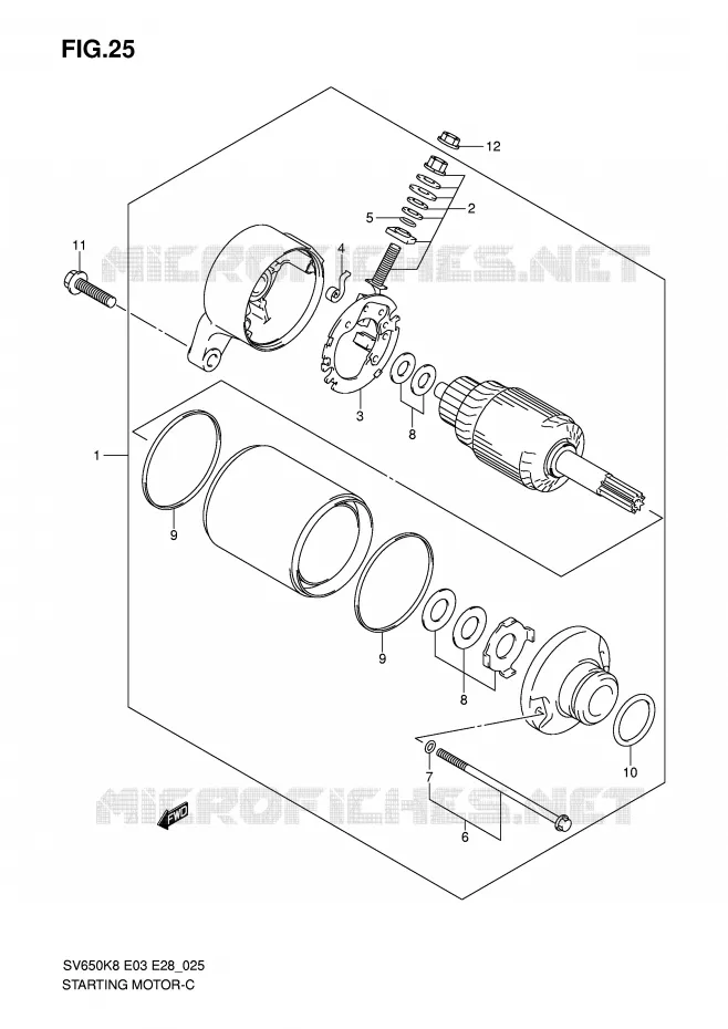 STARTMOTOR (MODEL K8/K9) Suzuki MOTO 650 SV-S 2010  SV650SAL0(E3/E28)