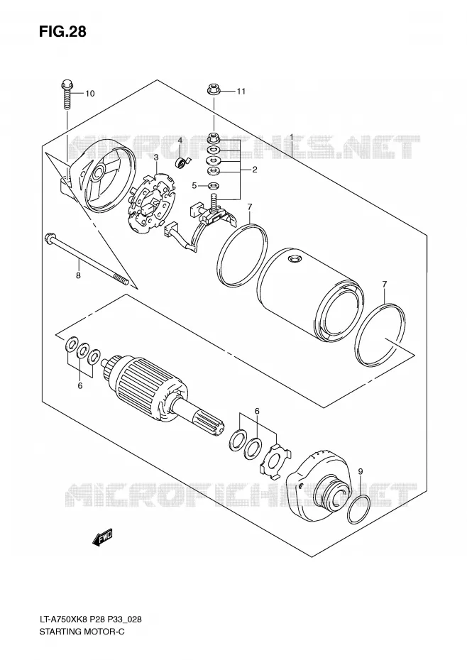 STARTMOTOR (MODEL K8/K9) Suzuki QUAD 750 KINGQUAD 2008  LT-A750XZK8(P28/P33)