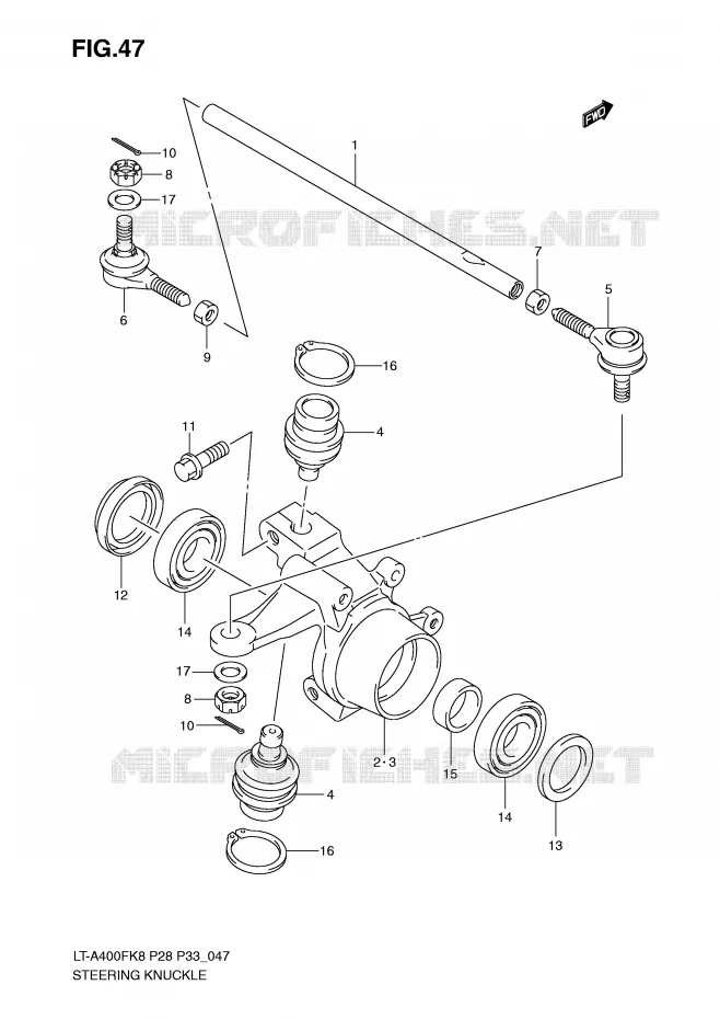 STUURINRICHTINGS - HUB Suzuki QUAD 400 EIGER 2009  LT-A400FK9(P28/P33)