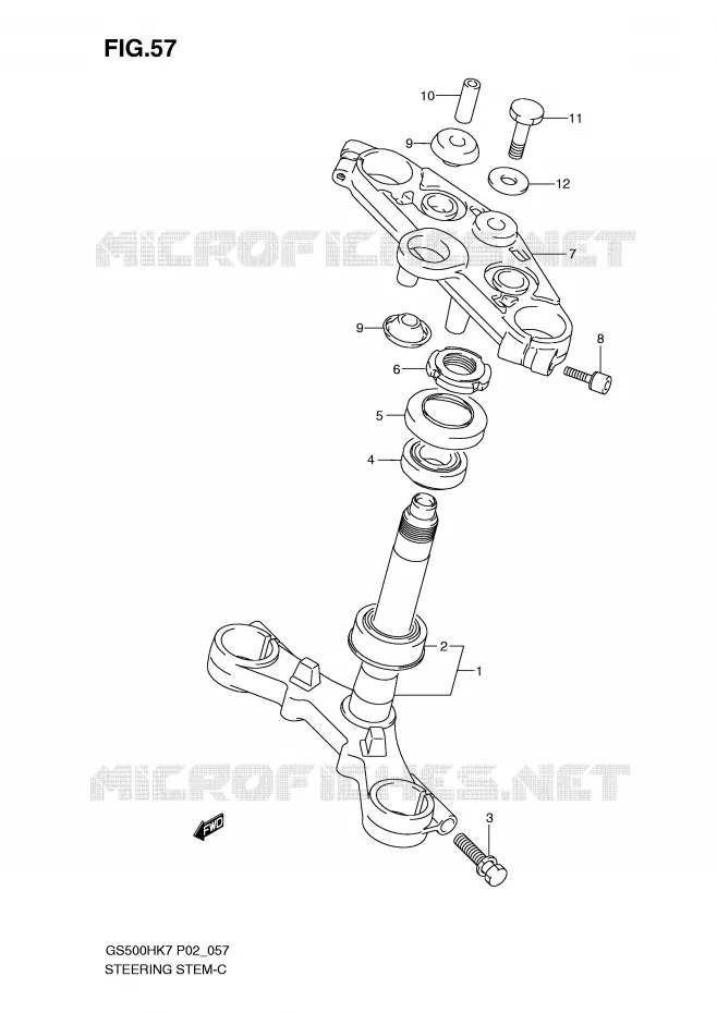 STUURKOLOM (GS500FHK7/FM/K7/FHK8) Suzuki MOTO 500 GS-F 2007  GS500FMK7(P02)