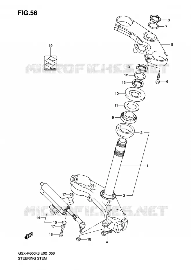 STUURKOLOM Suzuki MOTO 600 GSX-R 2010  GSX-R600L0(E2)