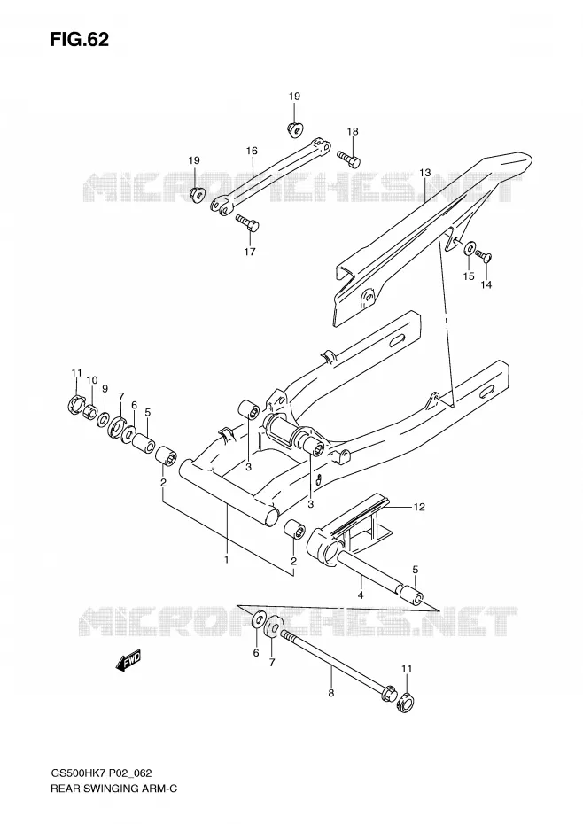 SWINGARM Suzuki MOTO 500 GS-F 2007  GS500FHK7(P02)