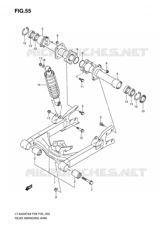 SWINGARM Suzuki QUAD 400 EIGER 2009  LT-A400FK9(P28/P33)