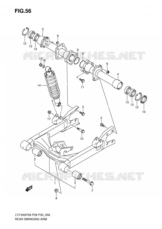 SWINGARM Suzuki QUAD 400 KINGQUAD 2010  LT-F400FUL0(P28/P33)