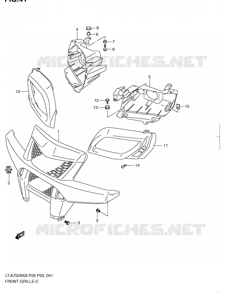 VOORBUMPER - KOPLAMPHUIS Suzuki QUAD 750 KINGQUAD 2010  LT-A750XZL0(P28/P33)
