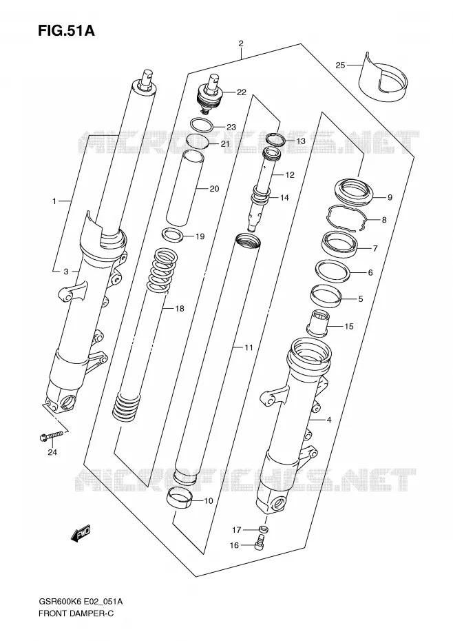 VOORVORK (MODEL K8/K9/L0) Suzuki MOTO 600 GSR 2008  GSR600UAK8(E2)