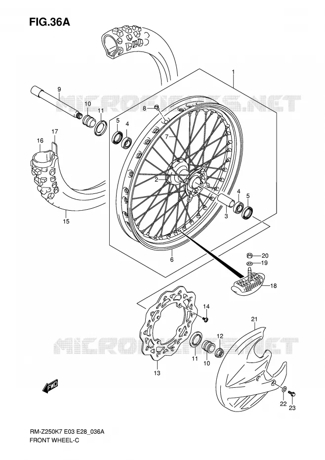 VOORWIEL (MODEL K8/K9) Suzuki MOTO 250 RM-Z 2008  RM-Z250K8(E3/E28)