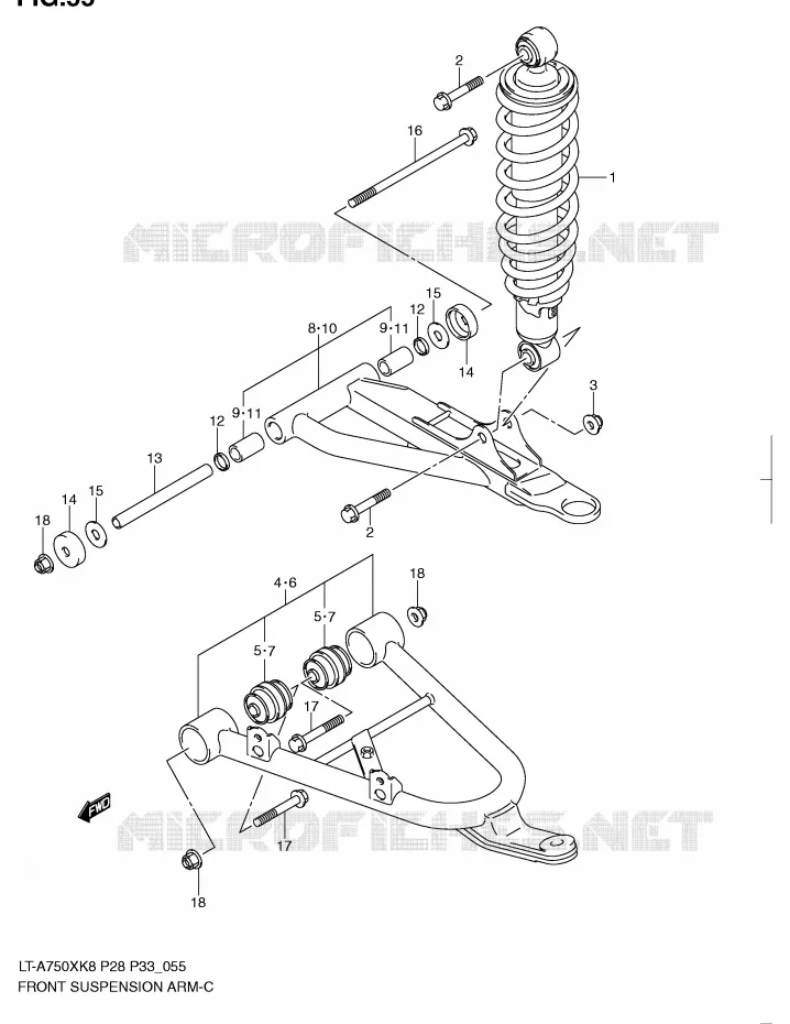 VOORWIELOPHANGING ARM Suzuki QUAD 750 KINGQUAD 2009  LT-A750XK9(P28/P33)