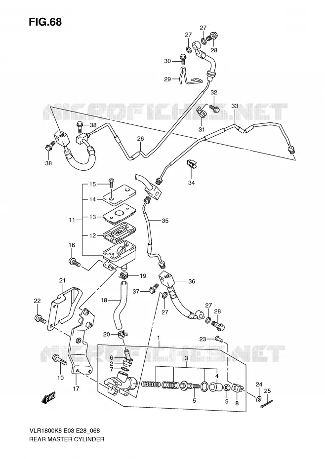ACHTER HOOFDREMCILINDER Suzuki MOTO 1800 BOULEVARD 2008  VLR1800TK8(E3/E28)