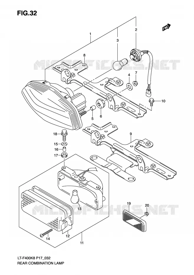 ACHTERLICHT Suzuki QUAD 400 KINGQUAD 2010  LT-F400L0(P17)