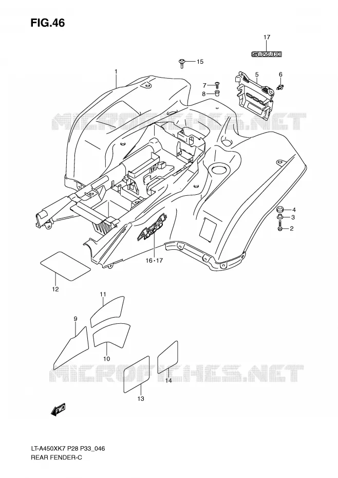 ACHTERSPATBORD (MODEL K7/K8) Suzuki QUAD 450 KINGQUAD 2008  LT-A450XZK8(P28/P33)