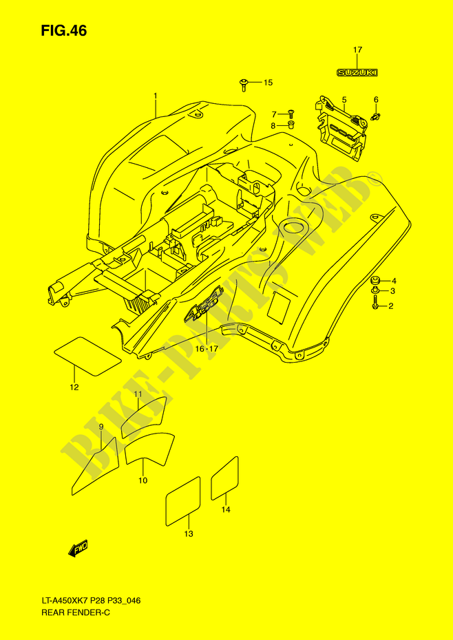 ACHTERSPATBORD (MODEL K7/K8) voor Suzuki KINGQUAD 450 2009