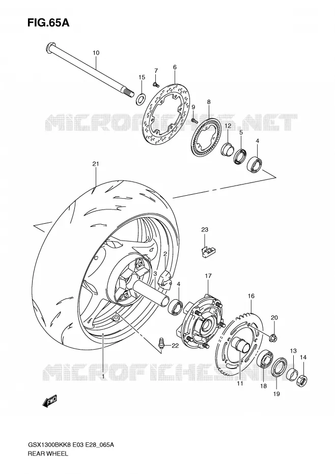 ACHTERWIEL (GSX1300BKAK8/AK9) Suzuki MOTO 1300 B-KING 2009  GSX1300BKAK9(E3/E28)